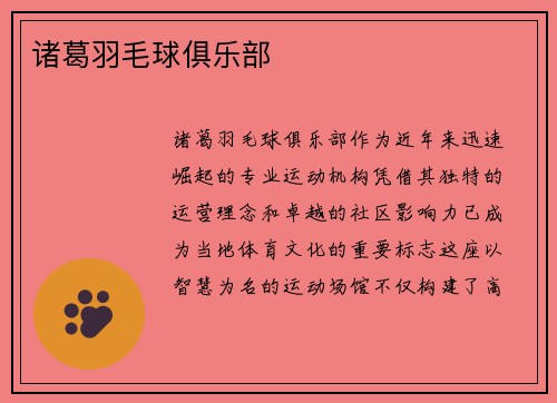 诸葛羽毛球俱乐部